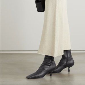 BY FAR Black Audrey Stretch Ankle Boots, Size 9